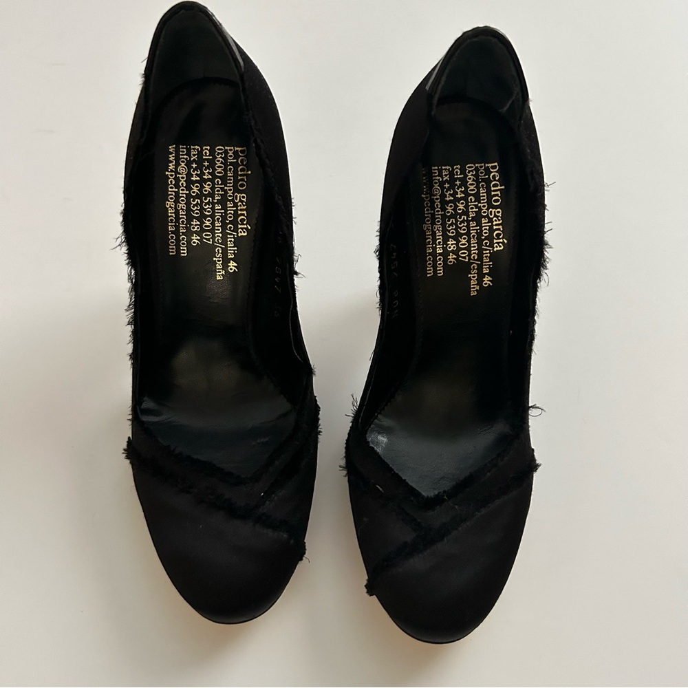 Pedro Garcia Black Satin round toe high heel pumps  size 36